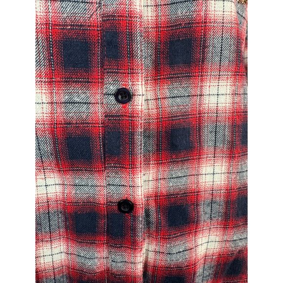E2 Plaid and Sequin Western Styled Shirt M Red Blue Cotton Vintage - Picture 9 of 16